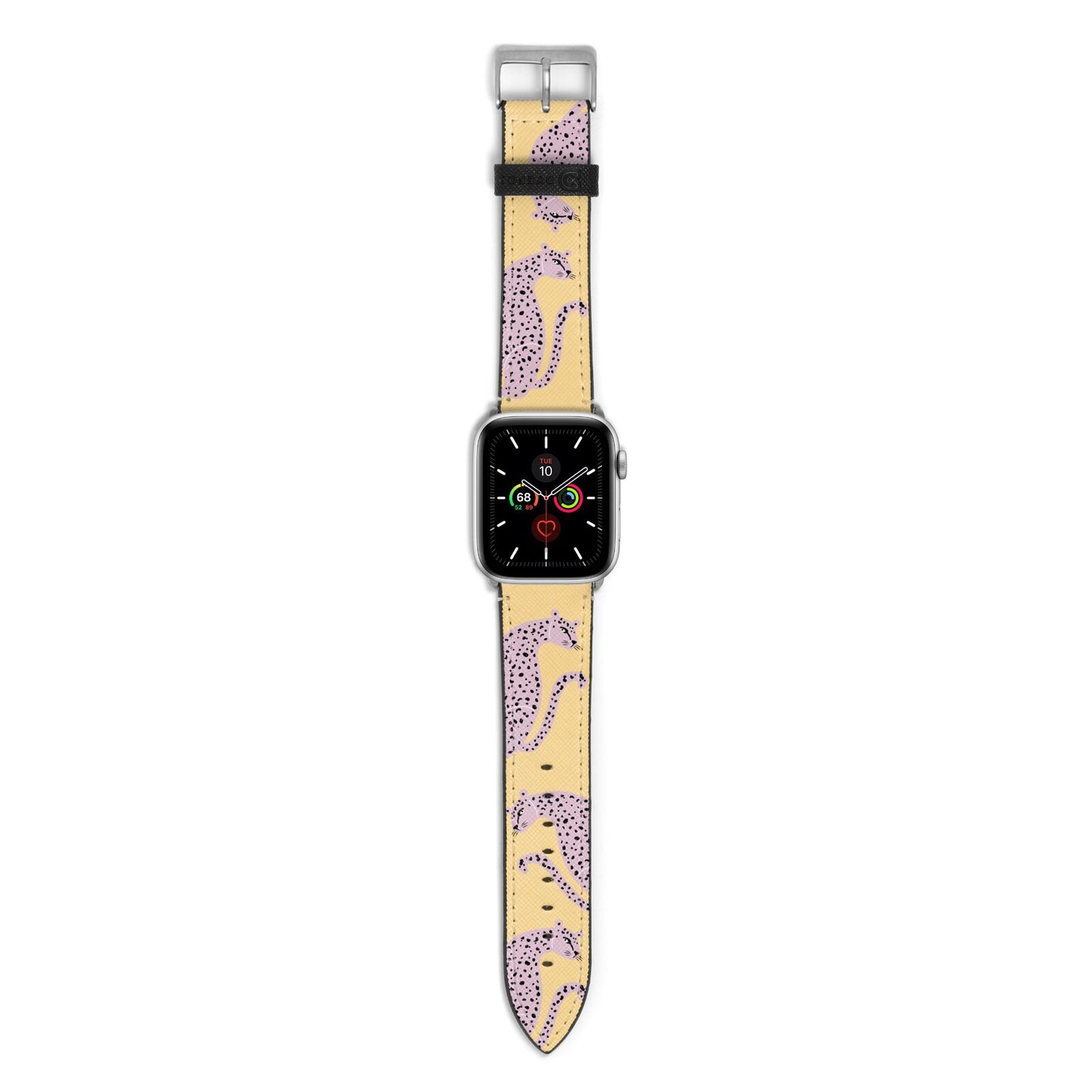 Pink Leopards Apple Watch Strap with Silver Hardware