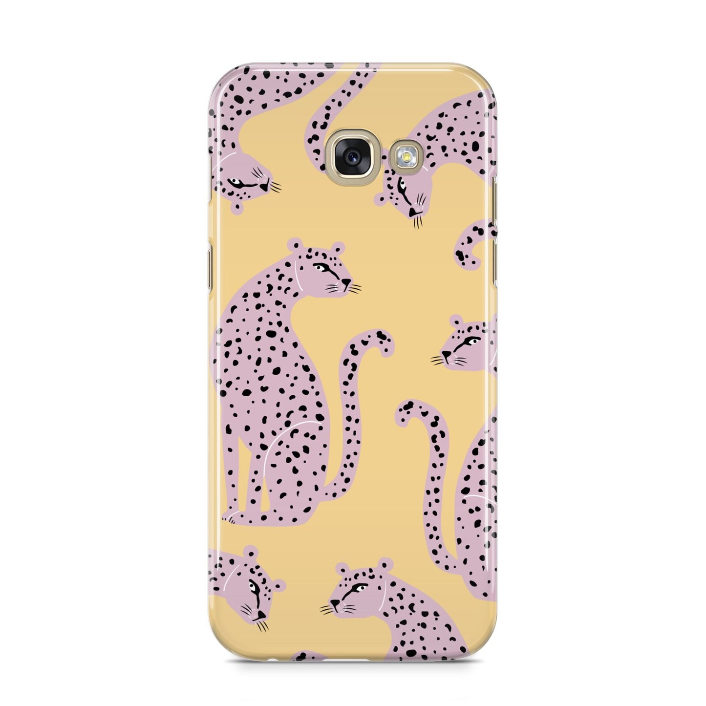 Pink Leopards Samsung Galaxy A5 2017 Case on gold phone