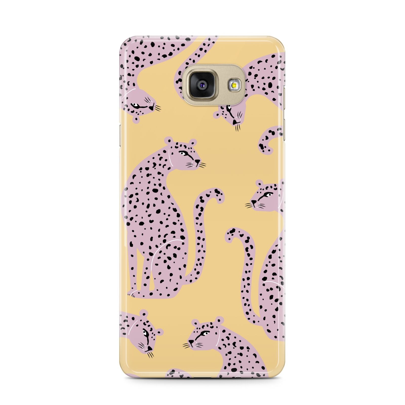 Pink Leopards Samsung Galaxy A7 2016 Case on gold phone