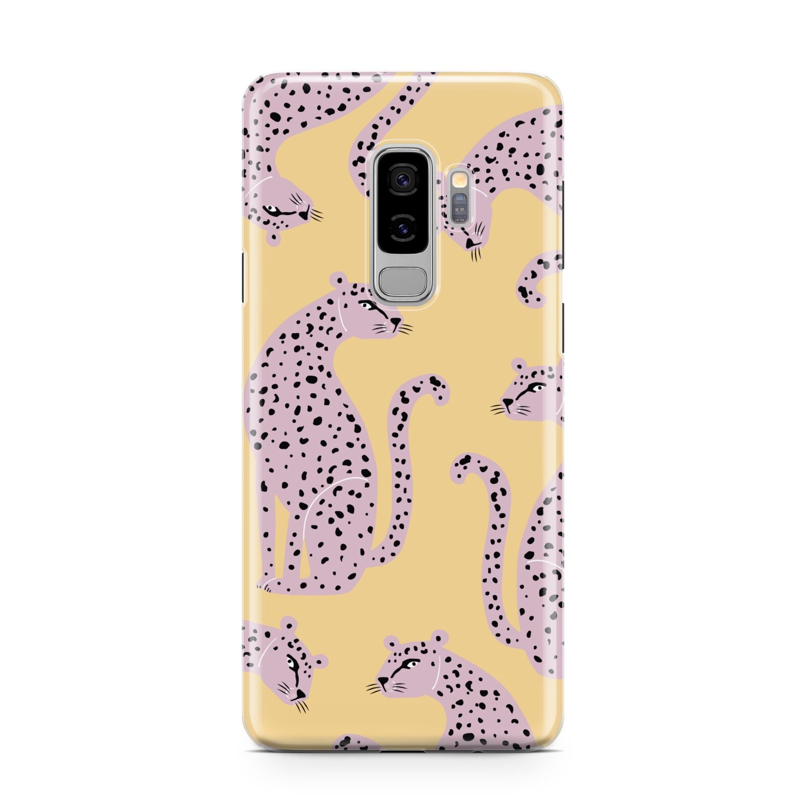 Pink Leopards Samsung Galaxy S9 Plus Case on Silver phone