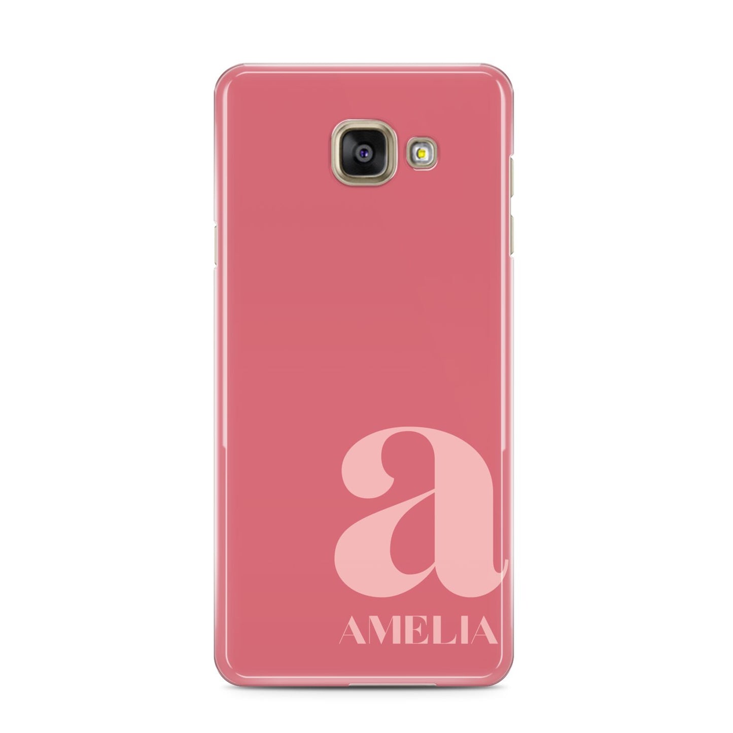 Pink Letter with Name Samsung Galaxy A3 2016 Case on gold phone