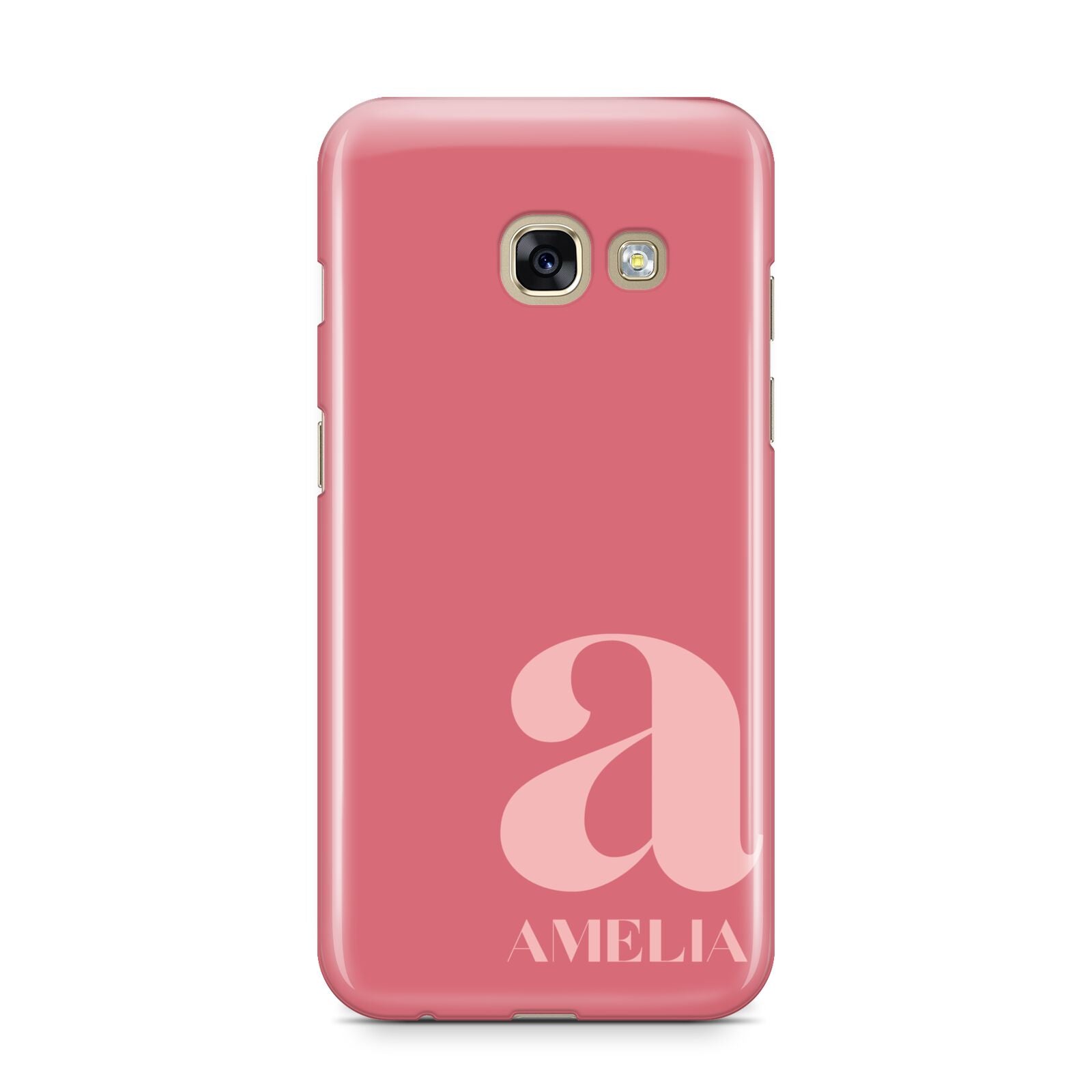 Pink Letter with Name Samsung Galaxy A3 2017 Case on gold phone