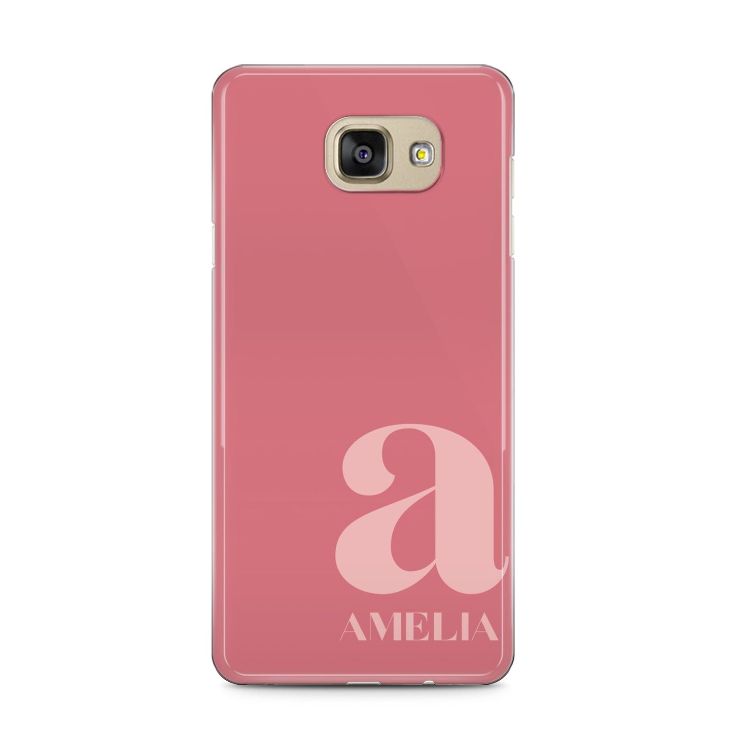 Pink Letter with Name Samsung Galaxy A5 2016 Case on gold phone