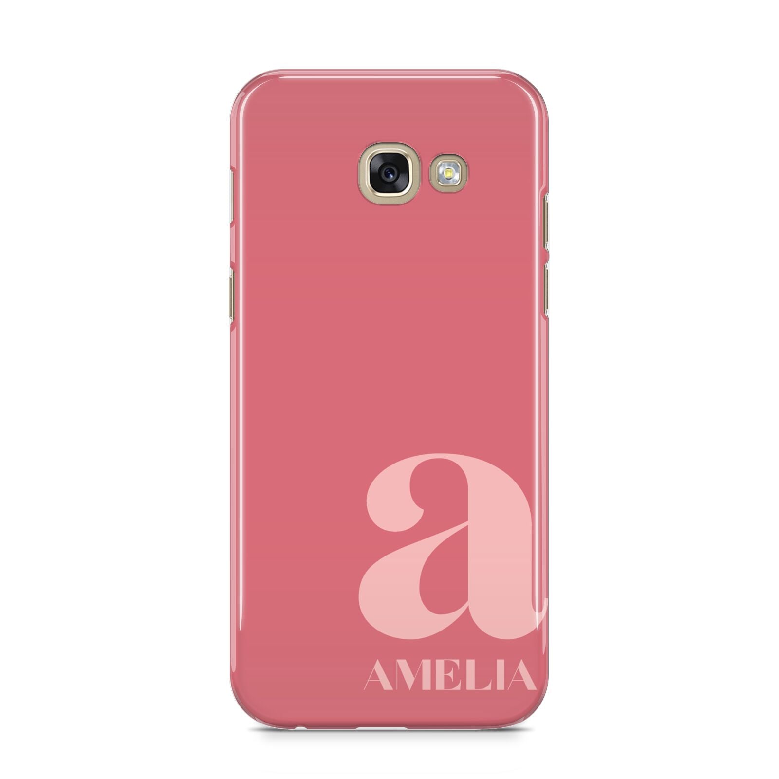 Pink Letter with Name Samsung Galaxy A5 2017 Case on gold phone