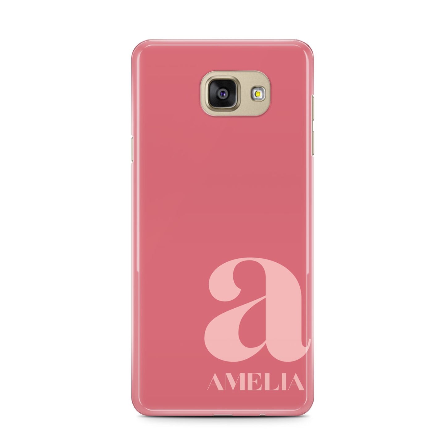 Pink Letter with Name Samsung Galaxy A7 2016 Case on gold phone