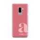Pink Letter with Name Samsung Galaxy S9 Plus Case on Silver phone