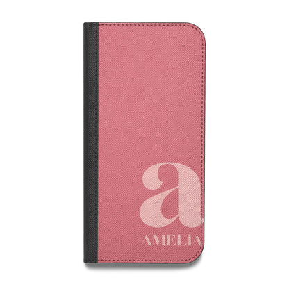Pink Letter with Name Vegan Leather Flip Samsung Case