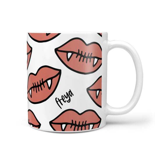 Pink Lips with Fangs Personalised 10oz Mug