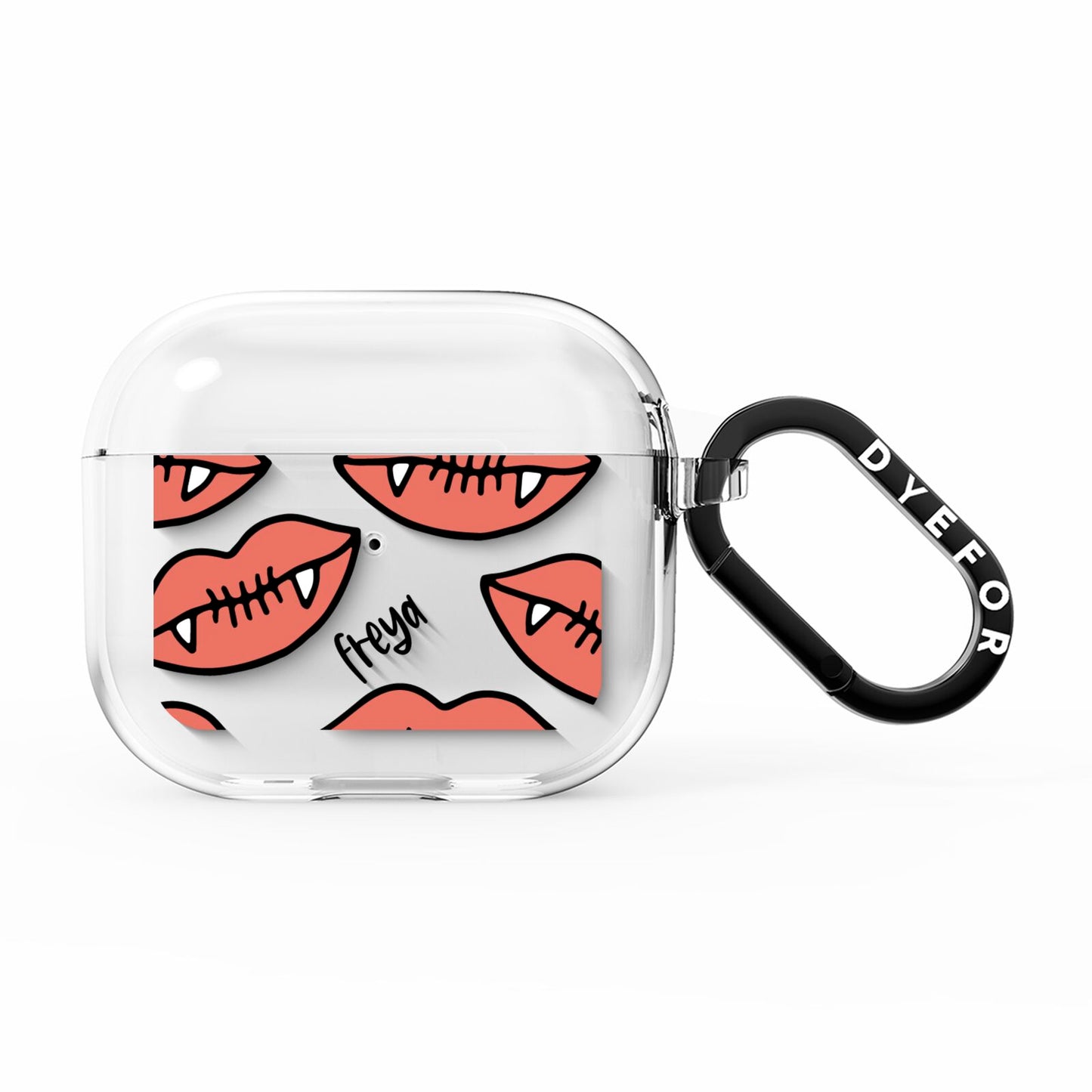 Pink Lips with Fangs Personalised AirPods Clear Case 3rd Gen