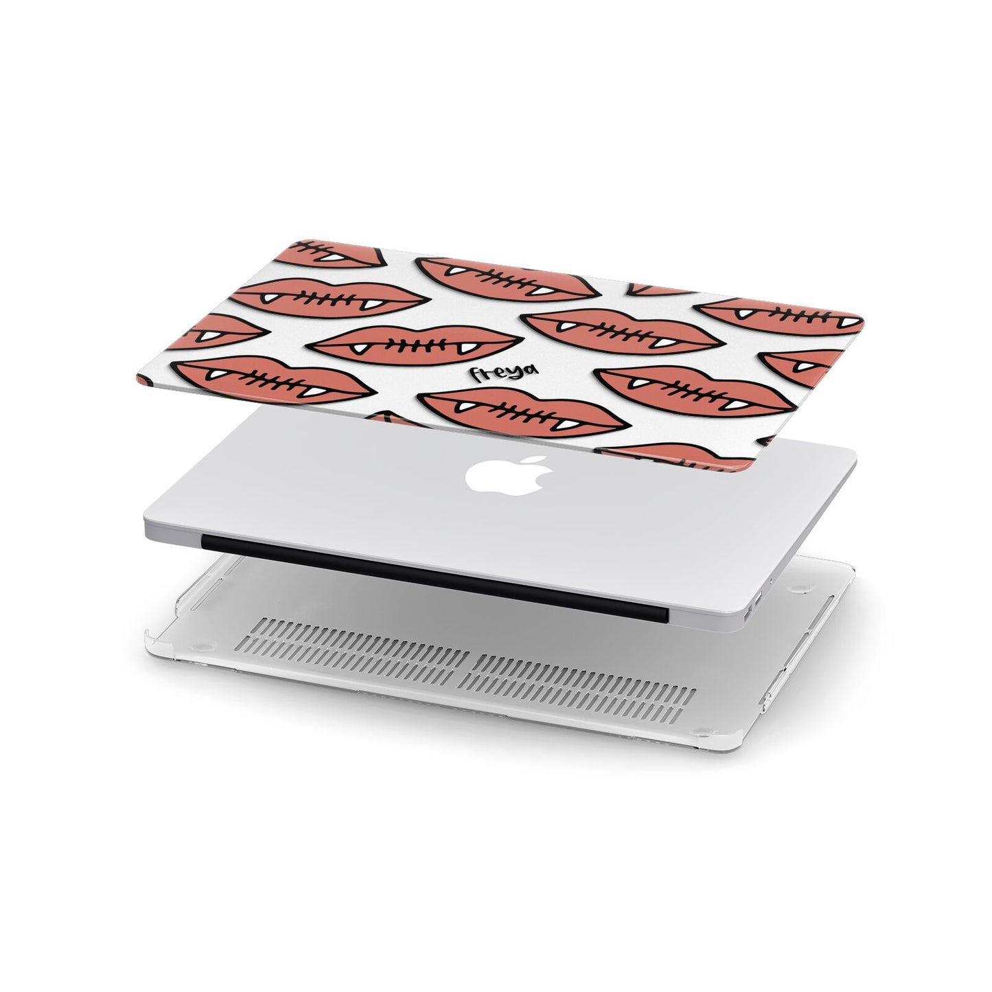 Pink Lips with Fangs Personalised Apple MacBook Case in Detail