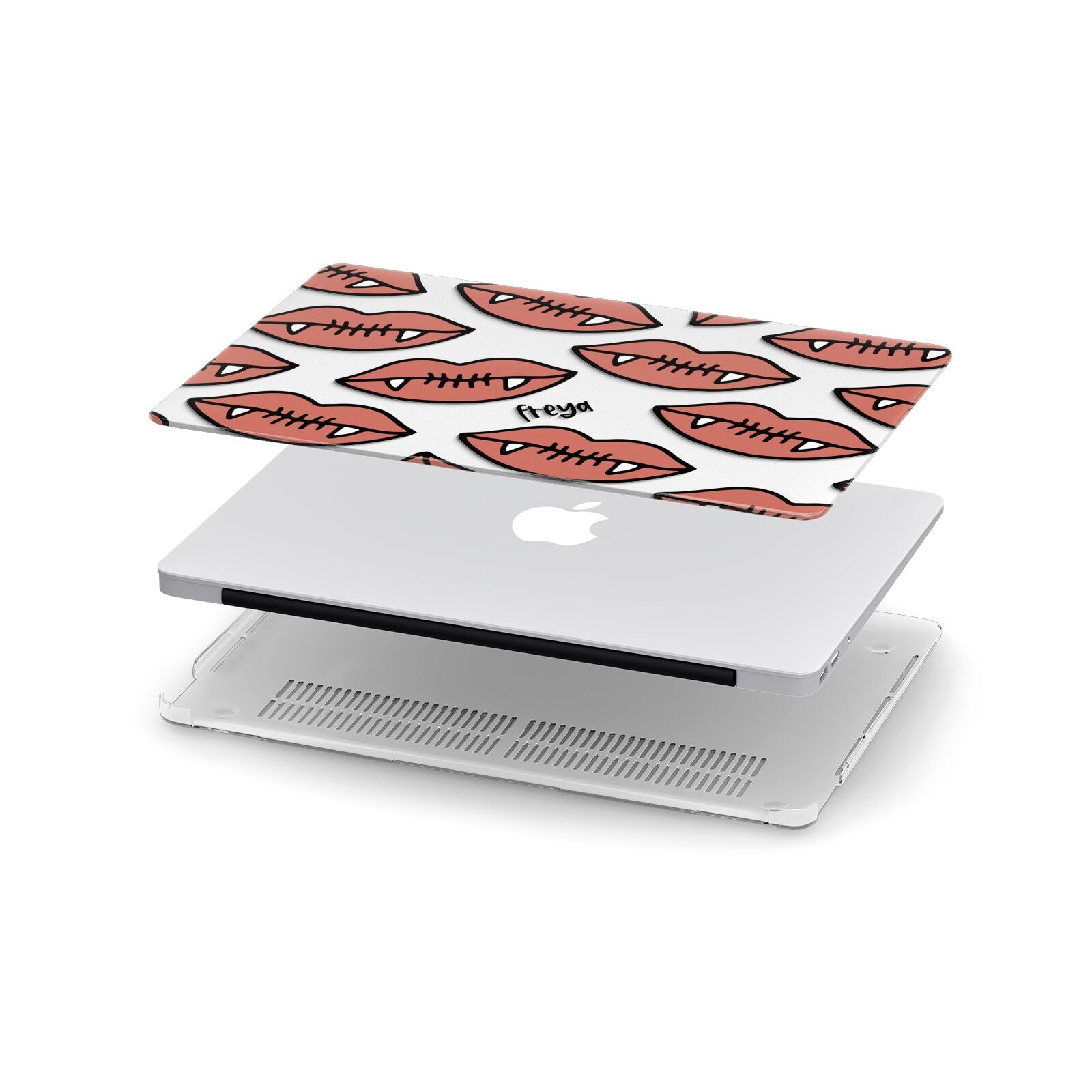 Pink Lips with Fangs Personalised Apple MacBook Case in Detail
