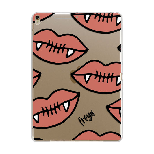 Pink Lips with Fangs Personalised Apple iPad Gold Case