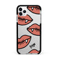 Pink Lips with Fangs Personalised Apple iPhone 11 Pro Max in Silver with Black Impact Case