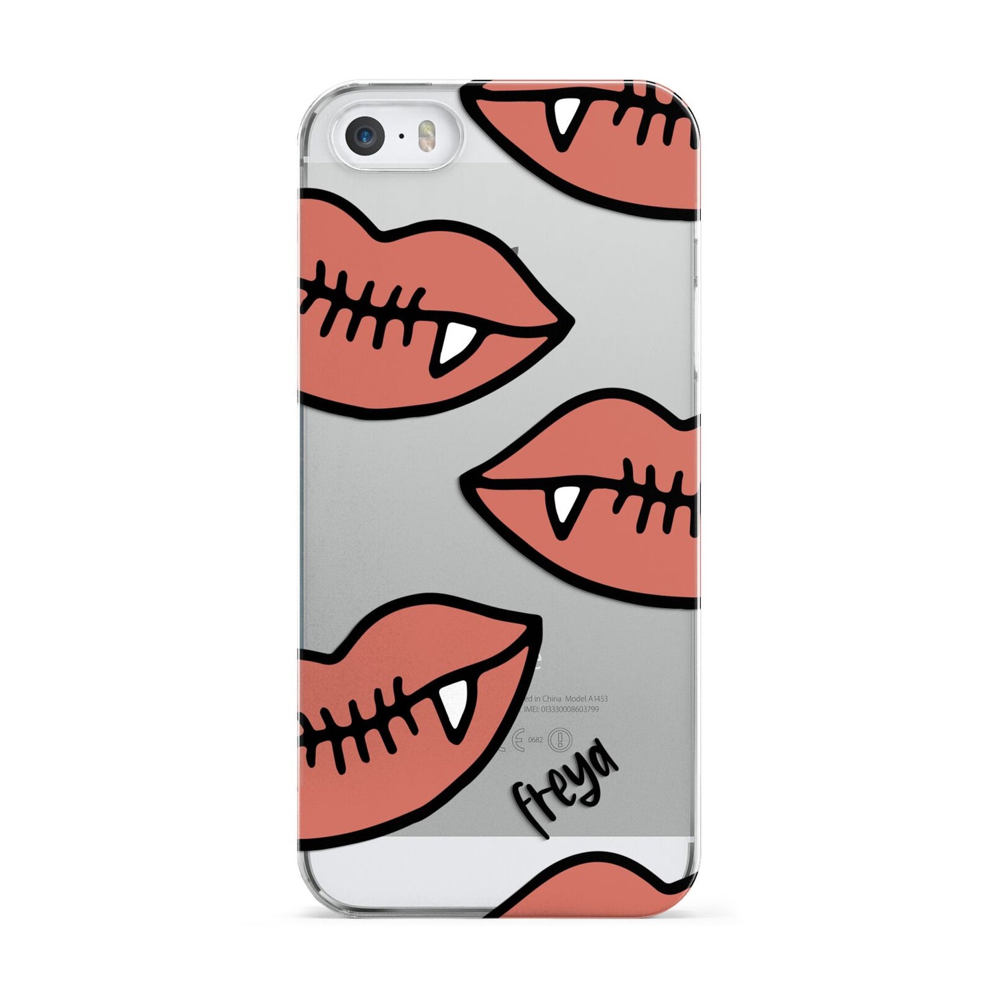 Pink Lips with Fangs Personalised Apple iPhone 5 Case