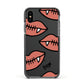 Pink Lips with Fangs Personalised Apple iPhone Xs Impact Case Black Edge on Black Phone