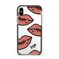 Pink Lips with Fangs Personalised Apple iPhone Xs Impact Case Black Edge on Silver Phone