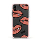 Pink Lips with Fangs Personalised Apple iPhone Xs Impact Case Pink Edge on Black Phone