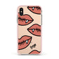 Pink Lips with Fangs Personalised Apple iPhone Xs Impact Case Pink Edge on Gold Phone