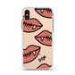 Pink Lips with Fangs Personalised Apple iPhone Xs Impact Case White Edge on Gold Phone