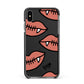 Pink Lips with Fangs Personalised Apple iPhone Xs Max Impact Case Black Edge on Black Phone
