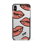 Pink Lips with Fangs Personalised Apple iPhone Xs Max Impact Case Black Edge on Silver Phone
