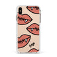 Pink Lips with Fangs Personalised Apple iPhone Xs Max Impact Case White Edge on Gold Phone