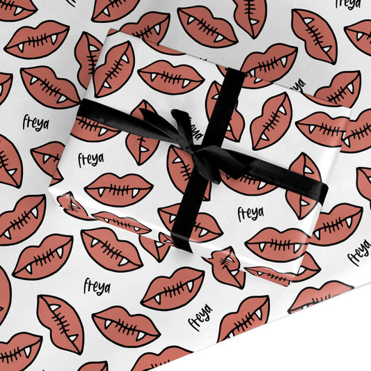 Pink Lips with Fangs Personalised Custom Wrapping Paper