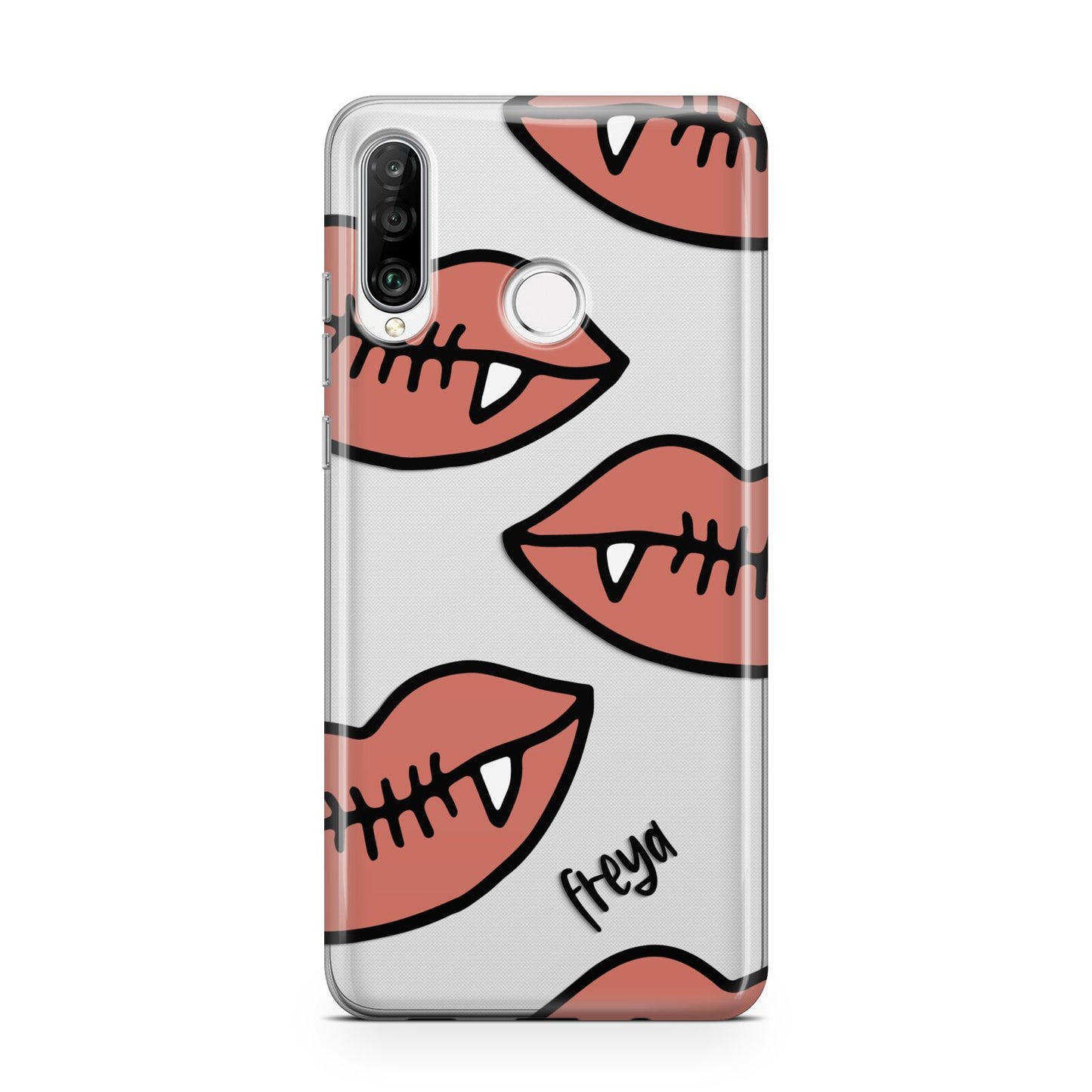 Pink Lips with Fangs Personalised Huawei P30 Lite Phone Case