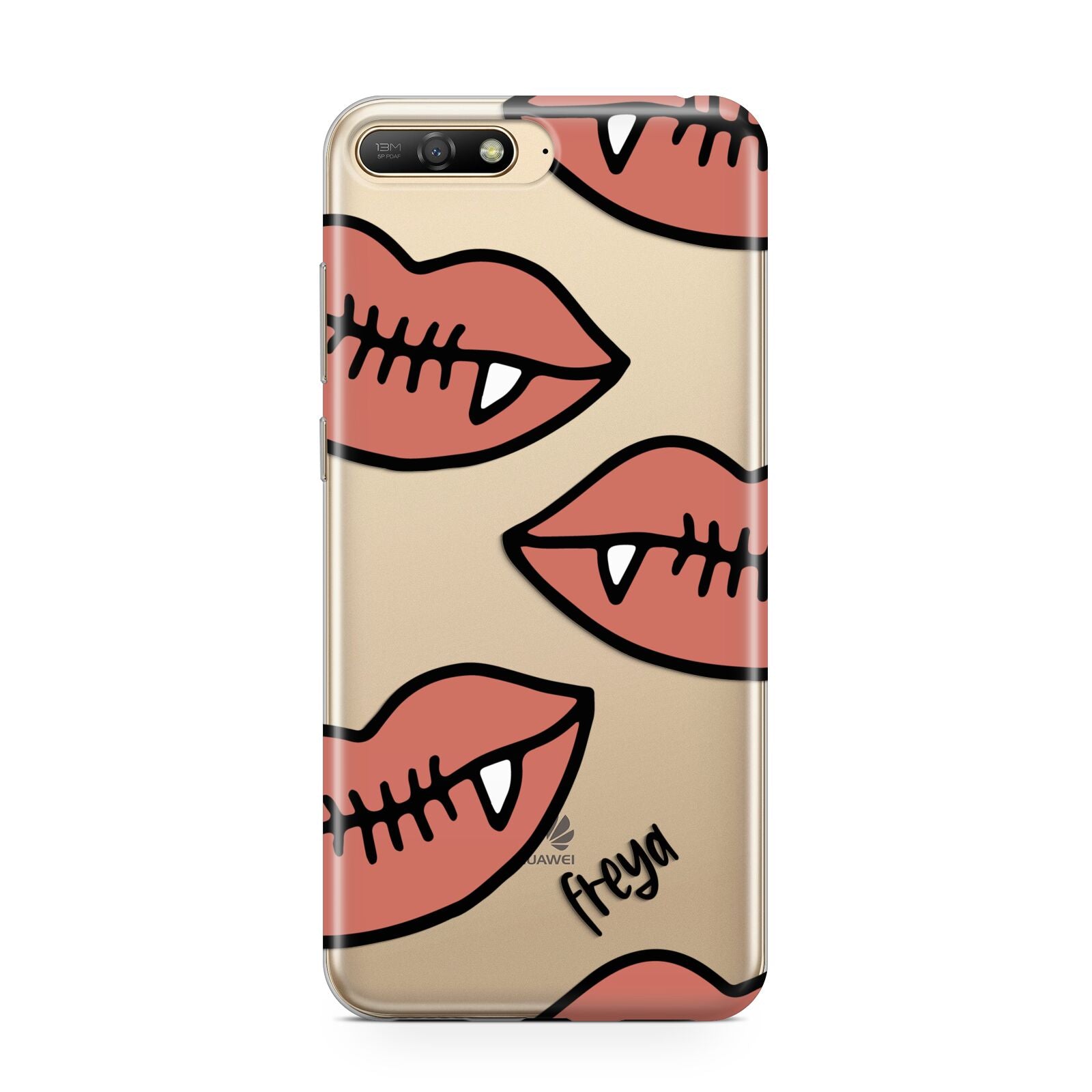 Pink Lips with Fangs Personalised Huawei Y6 2018