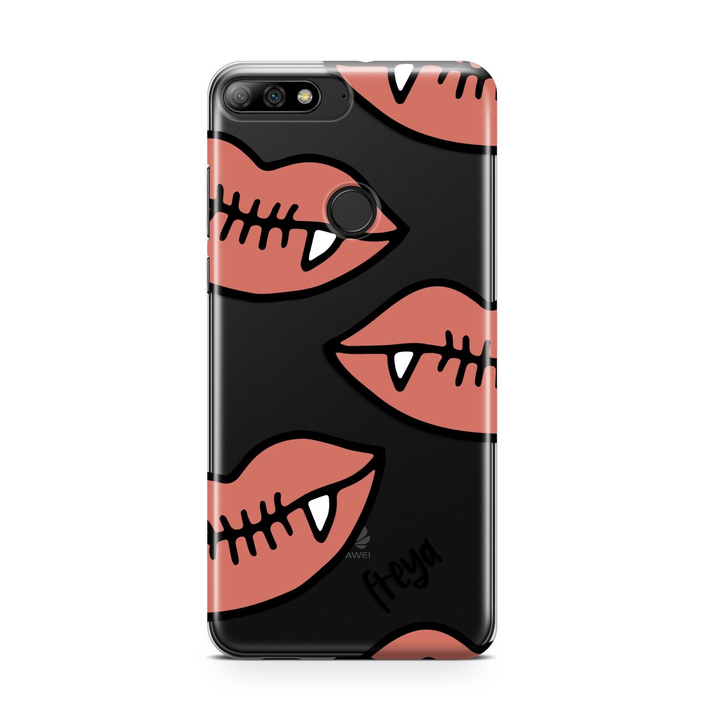 Pink Lips with Fangs Personalised Huawei Y7 2018