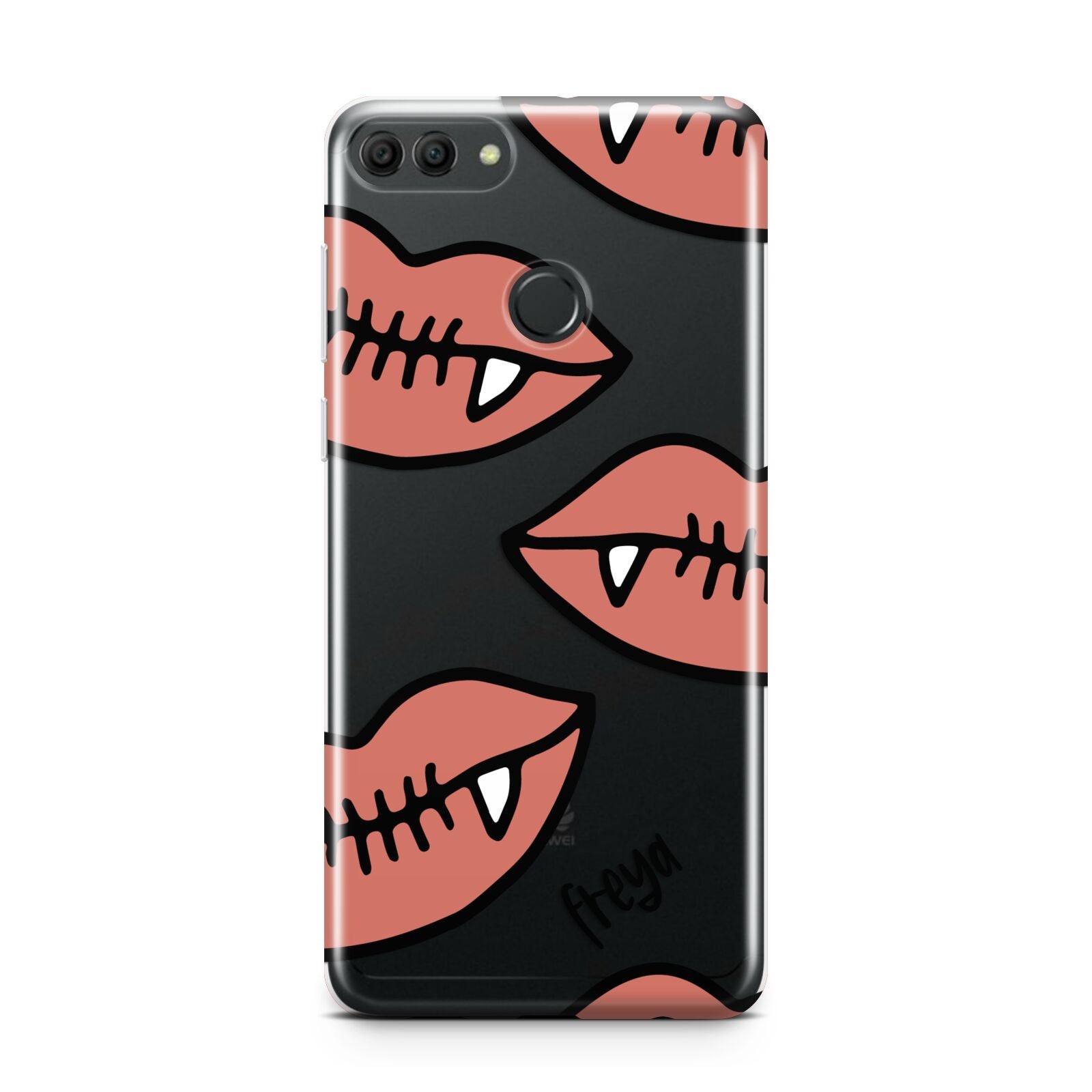 Pink Lips with Fangs Personalised Huawei Y9 2018