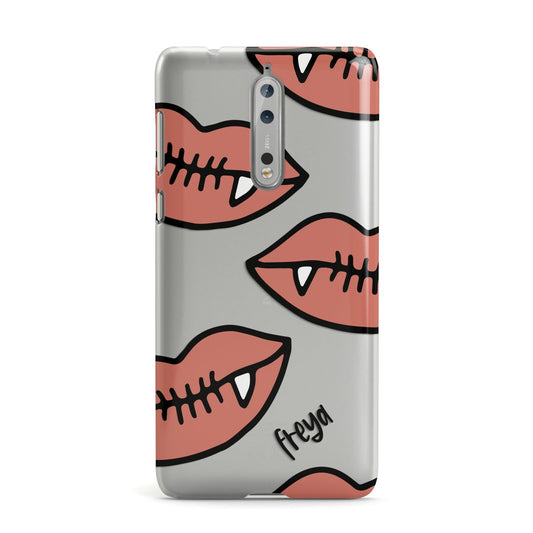 Pink Lips with Fangs Personalised Nokia Case