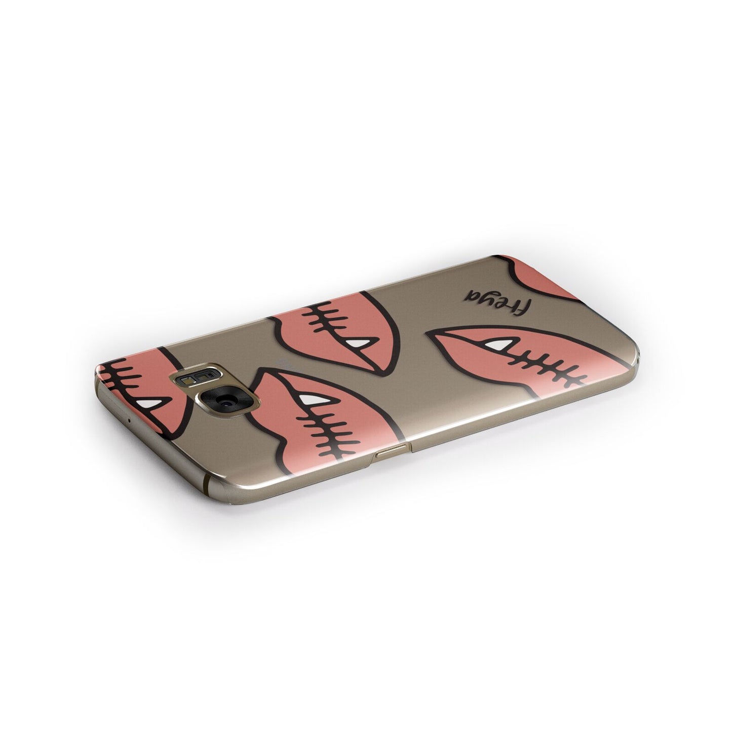 Pink Lips with Fangs Personalised Samsung Galaxy Case Side Close Up