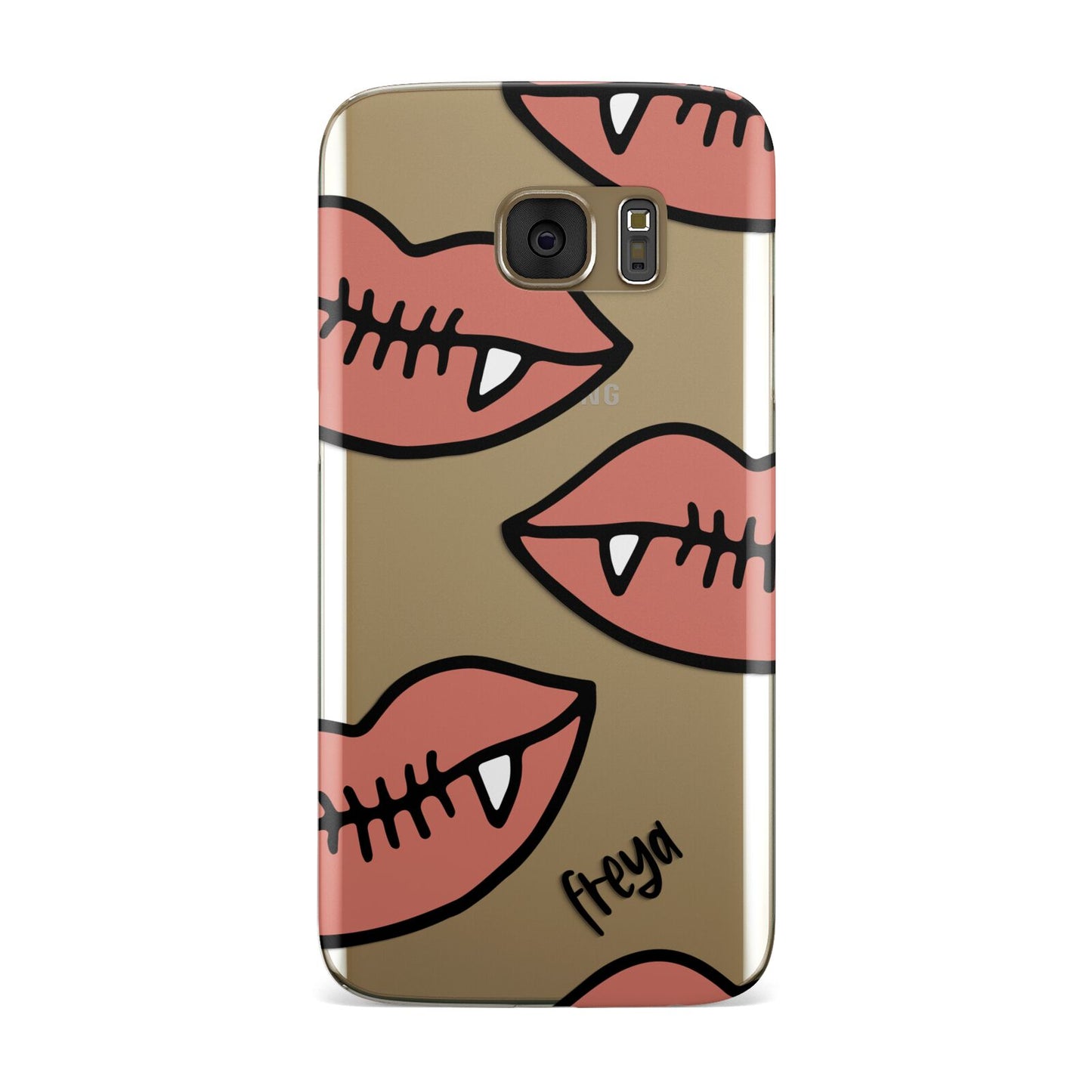 Pink Lips with Fangs Personalised Samsung Galaxy Case
