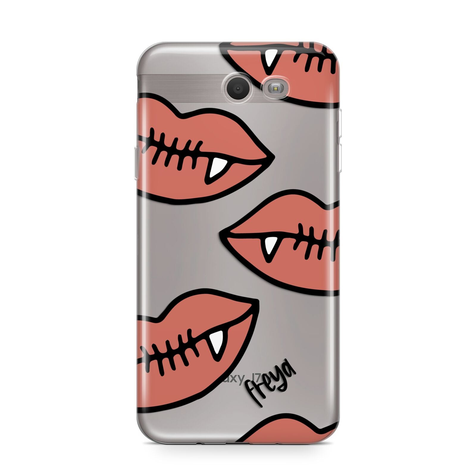 Pink Lips with Fangs Personalised Samsung Galaxy J7 2017 Case