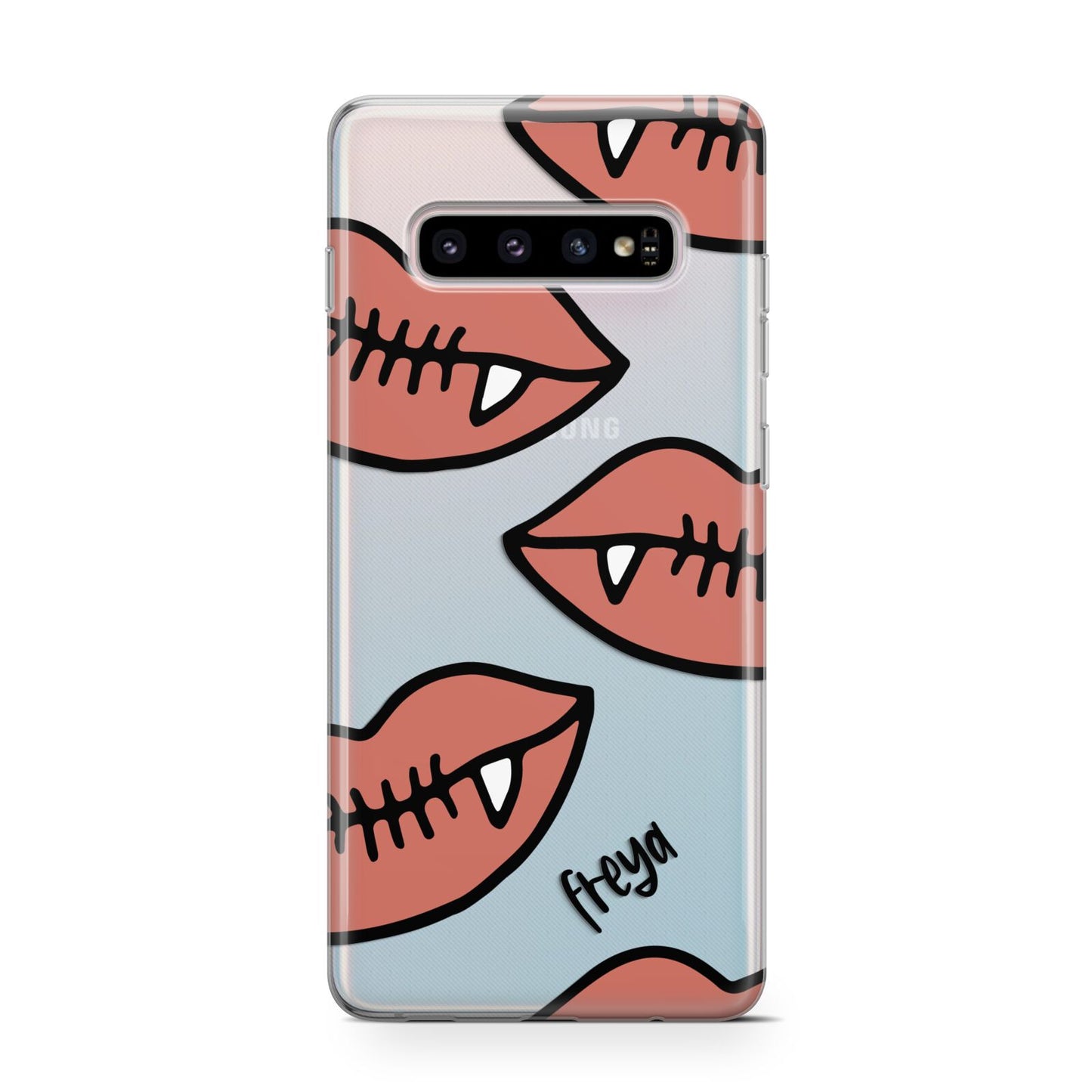 Pink Lips with Fangs Personalised Samsung Galaxy S10 Case