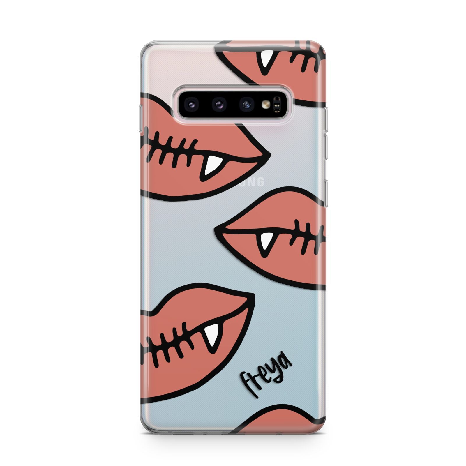 Pink Lips with Fangs Personalised Samsung Galaxy S10 Plus Case
