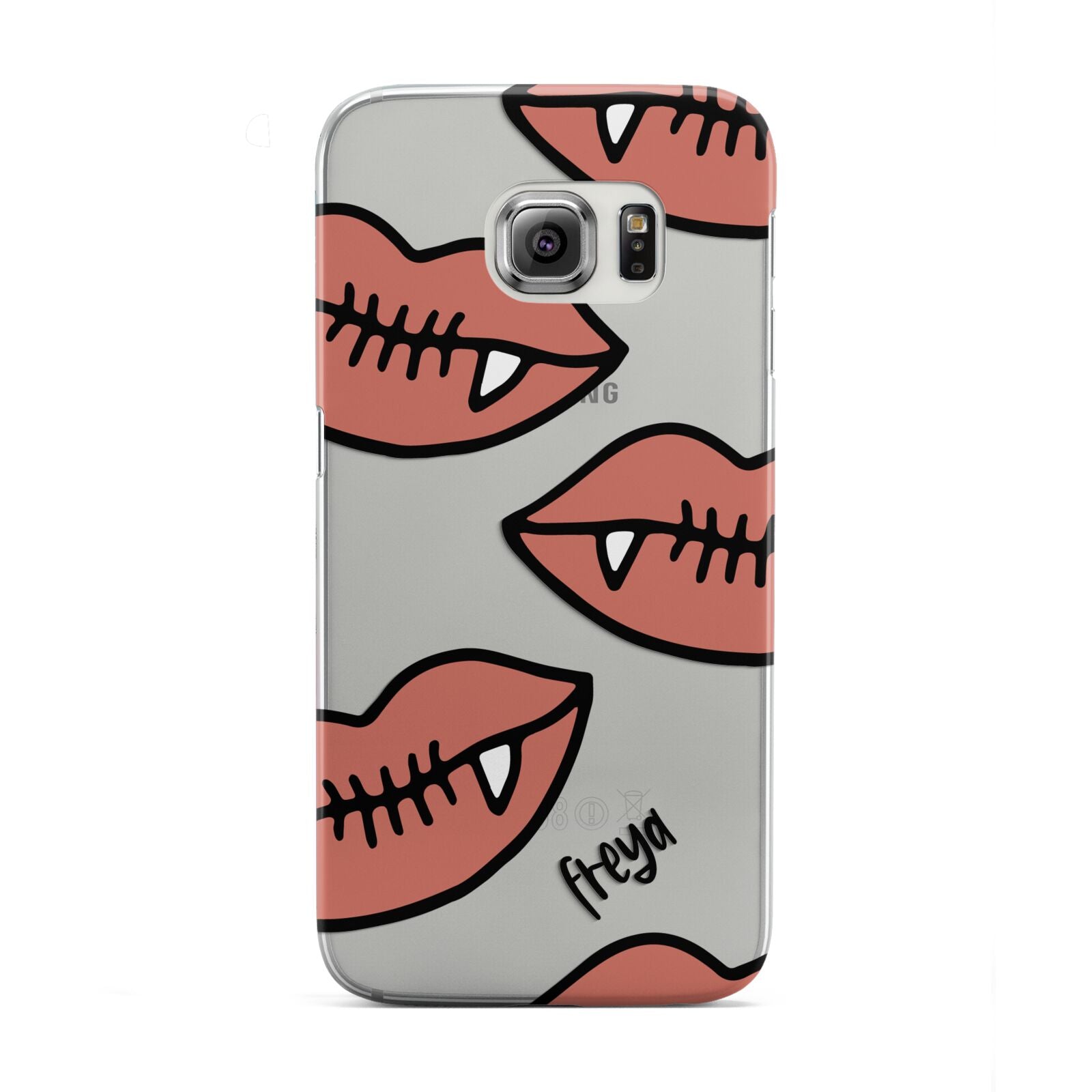 Pink Lips with Fangs Personalised Samsung Galaxy S6 Edge Case