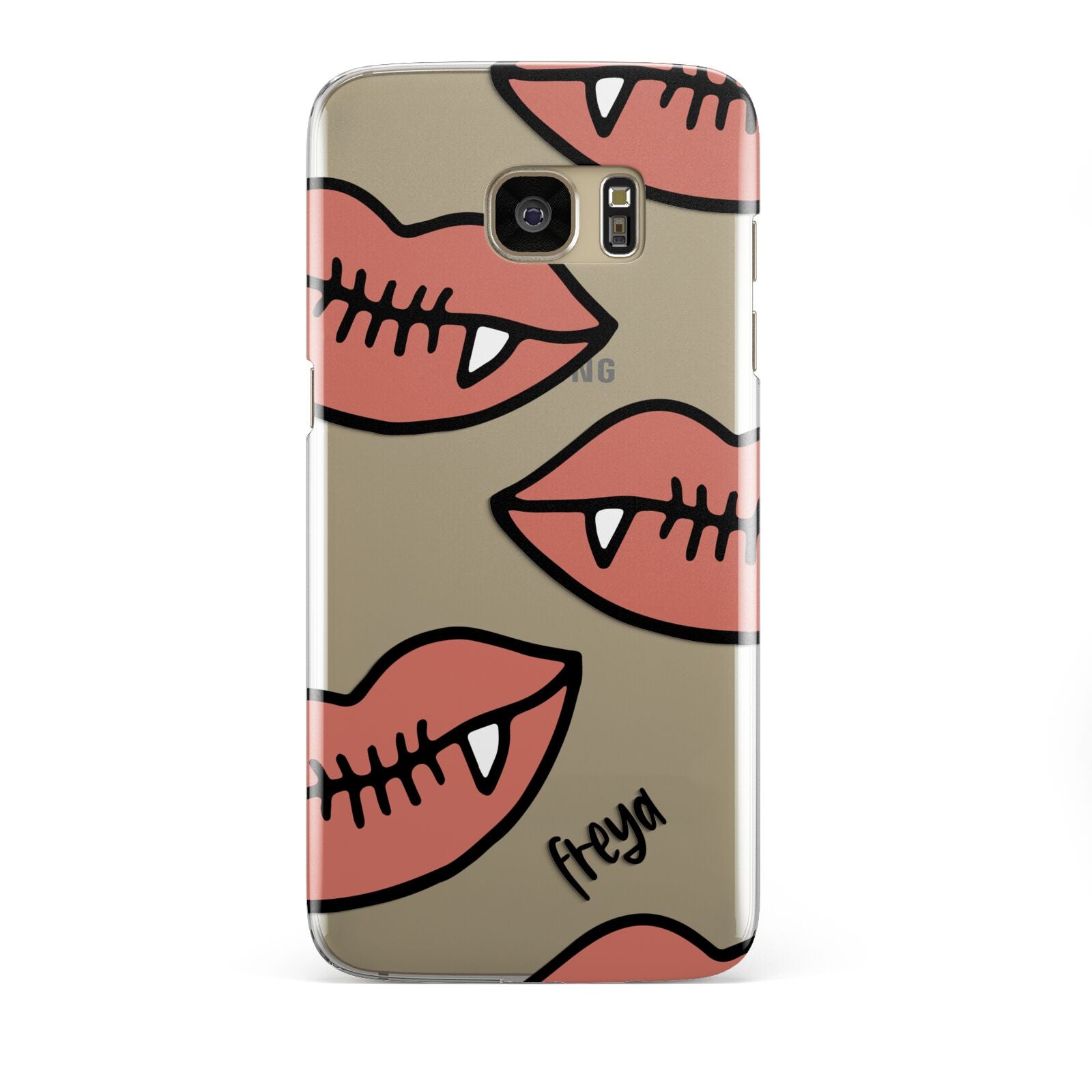 Pink Lips with Fangs Personalised Samsung Galaxy S7 Edge Case