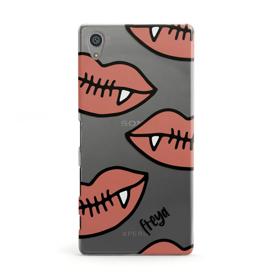 Pink Lips with Fangs Personalised Sony Xperia Case