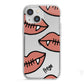 Pink Lips with Fangs Personalised iPhone 13 Mini TPU Impact Case with White Edges