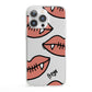 Pink Lips with Fangs Personalised iPhone 13 Pro Clear Bumper Case