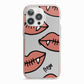Pink Lips with Fangs Personalised iPhone 13 Pro TPU Impact Case with Pink Edges