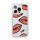 Pink Lips with Fangs Personalised iPhone 14 Pro Clear Tough Case Silver
