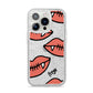 Pink Lips with Fangs Personalised iPhone 14 Pro Glitter Tough Case Silver