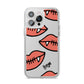 Pink Lips with Fangs Personalised iPhone 14 Pro Max Clear Tough Case Silver