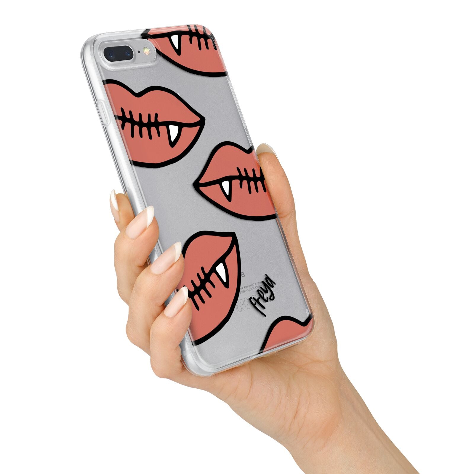 Pink Lips with Fangs Personalised iPhone 7 Plus Bumper Case on Silver iPhone Alternative Image