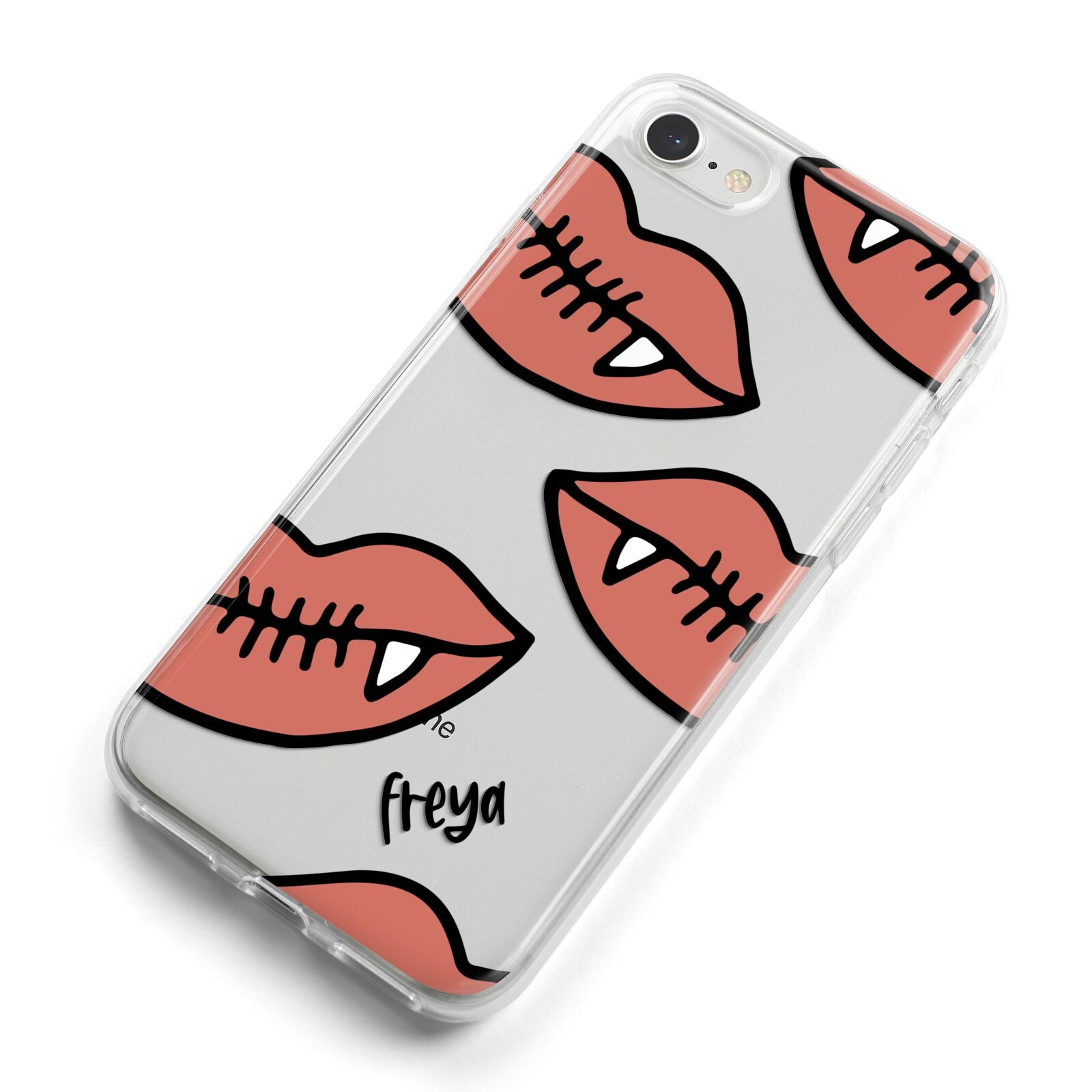 Pink Lips with Fangs Personalised iPhone 8 Bumper Case on Silver iPhone Alternative Image