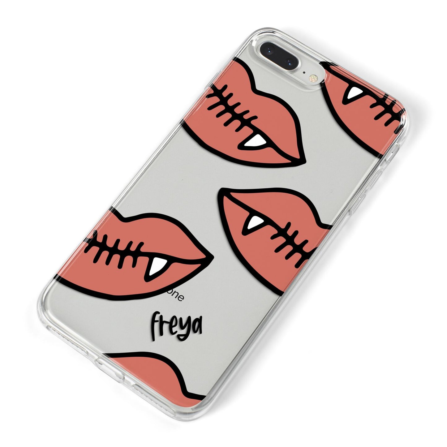 Pink Lips with Fangs Personalised iPhone 8 Plus Bumper Case on Silver iPhone Alternative Image