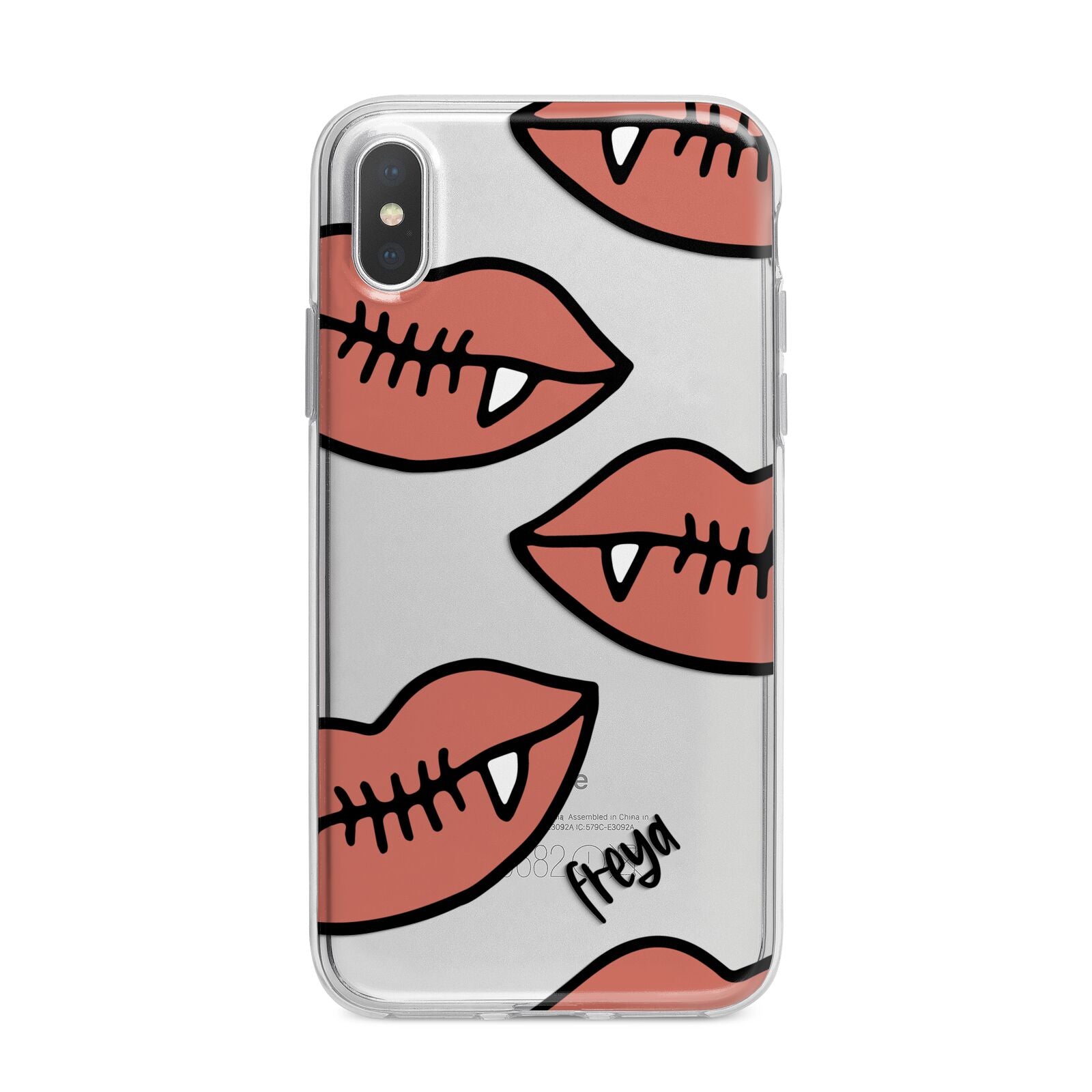 Pink Lips with Fangs Personalised iPhone X Bumper Case on Silver iPhone Alternative Image 1